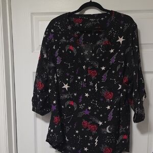 Torrid Black Cosmic Print Blouse